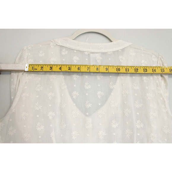 Cabi Sheer Midsummer Dress Eyelet Embroidered Floral Button Front Women 8 Cream - Picture 7 of 13